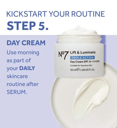 KICKSTART YOUR ROUTINESTEP 5.DAY CREAMUse morning as part of your DAILY skincare routine afterSERUM.