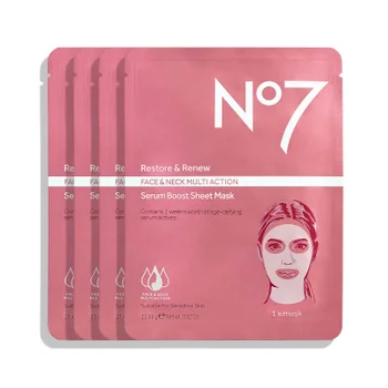 Restore & Renew Face & Neck Multi Action Serum Boost Sheet Masks (4 Masks)