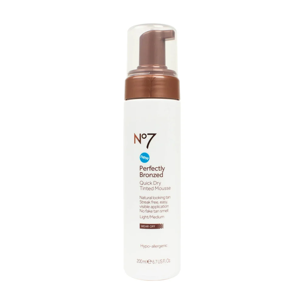No7 Perfectly Bronzed Quick Dry Tinted Mousse 200ml - Light/Medium Image 1