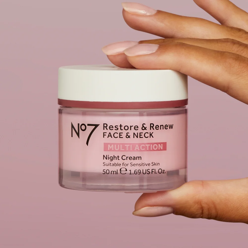 No7 Restore & Renew Face & Neck MULTI ACTION Night Cream 50ml Image 1
