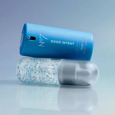 No7 GOOD INTENT Micro Shot Spicule Glow Serum 48ml and No7 GOOD INTENT Dew Bank Water Serum with PDRN and Hyaluronic Acid 30ml