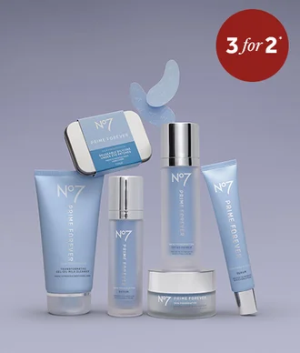 3 for 2 on No7 Skincare Including NEW Prime Forever