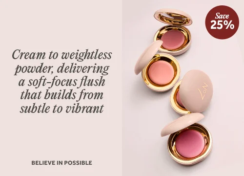 Cream to weightless powder, delivering a soft-focus flush that builds from subtle to vibrant. Believe in possible. Save 25%
